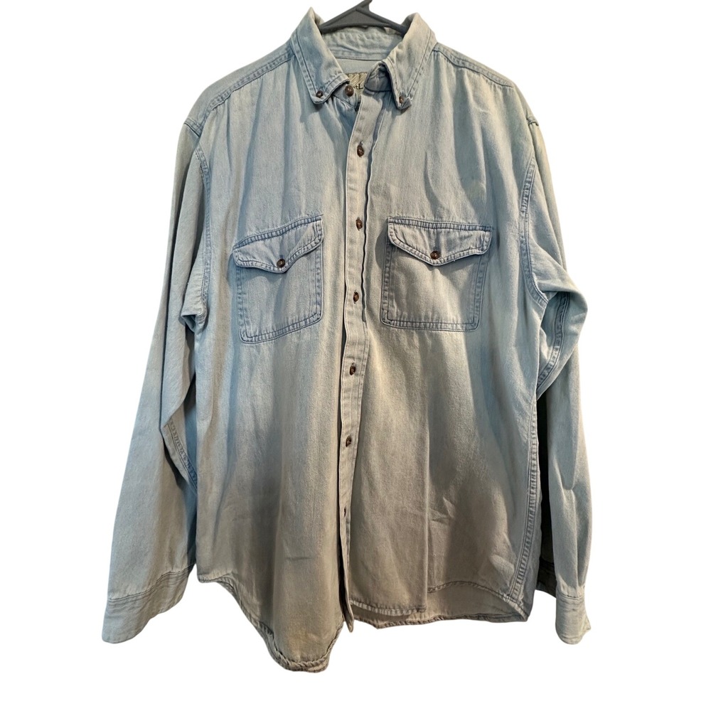 Vintage 90s GreatLand Denim Shirt 100% Cotton Oversized Grunge Normcore Workwear